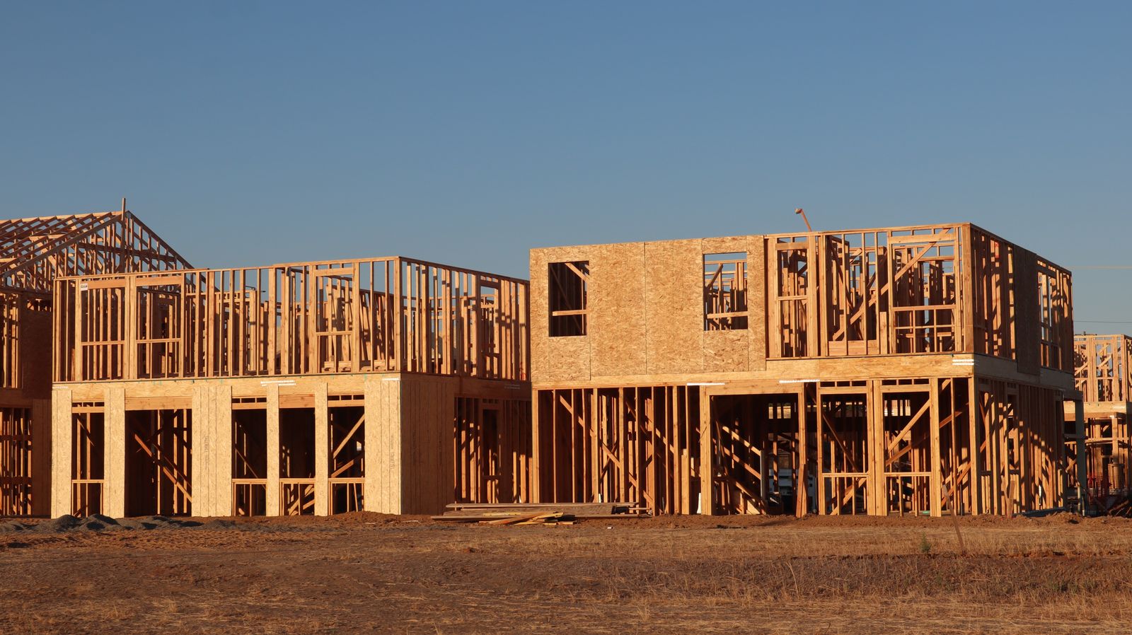 New construction framing on a residential building