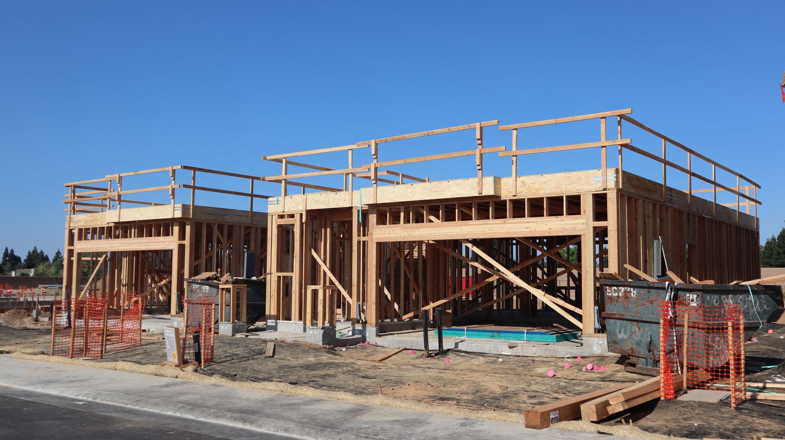 Wood-framed room addition under construction